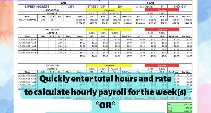 PAYROLL ONLY - Simple Basic Small Business Digital Payroll File, Manual ...